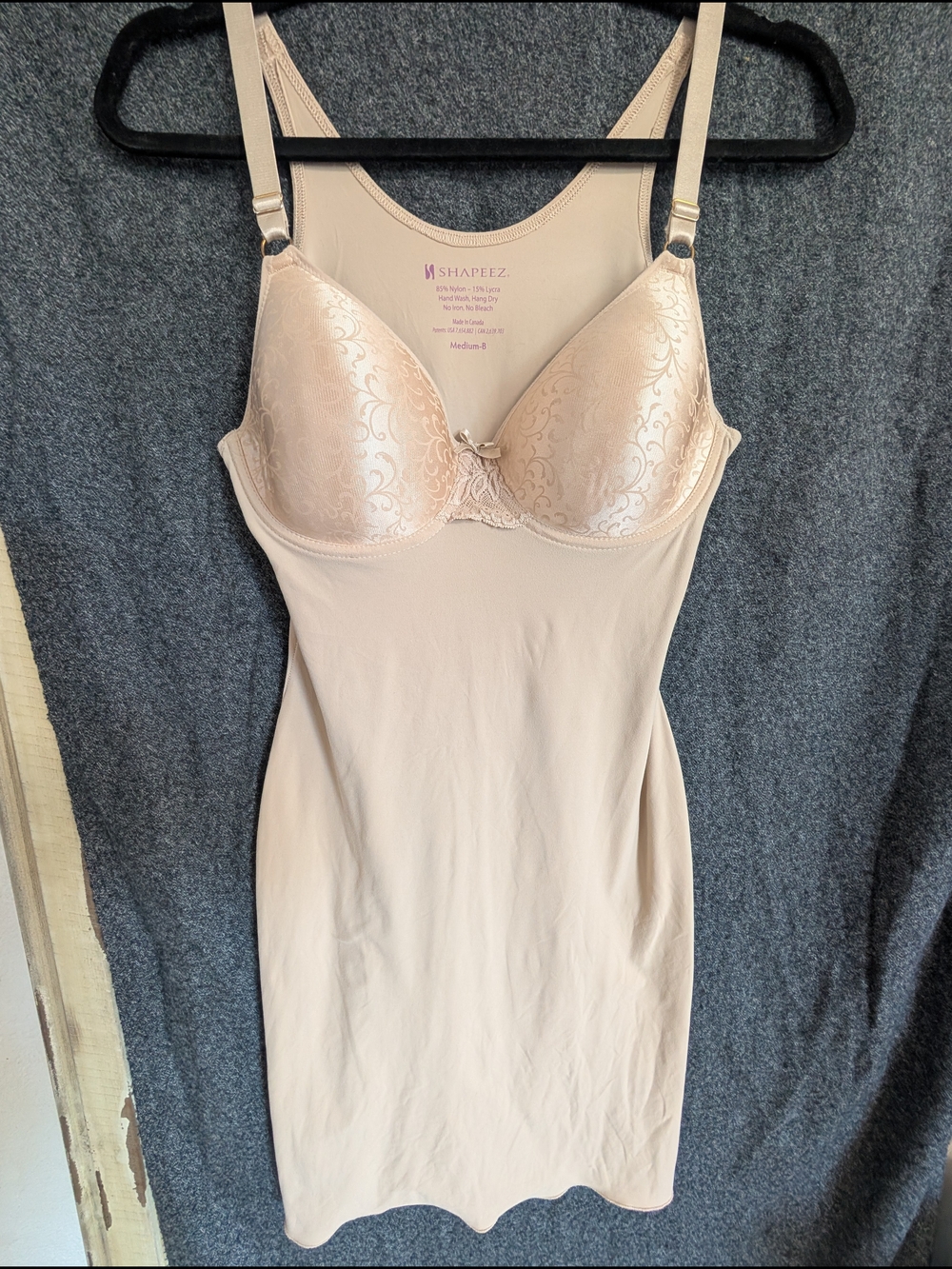 Shapeez Nude And Black Shaping Slip with Built-In Bra